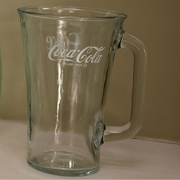 Vintage Coca Cola Mugs Green Glass Coca Cola Collectors Cup Bar Ware Drink Stein - Picture 6 of 10